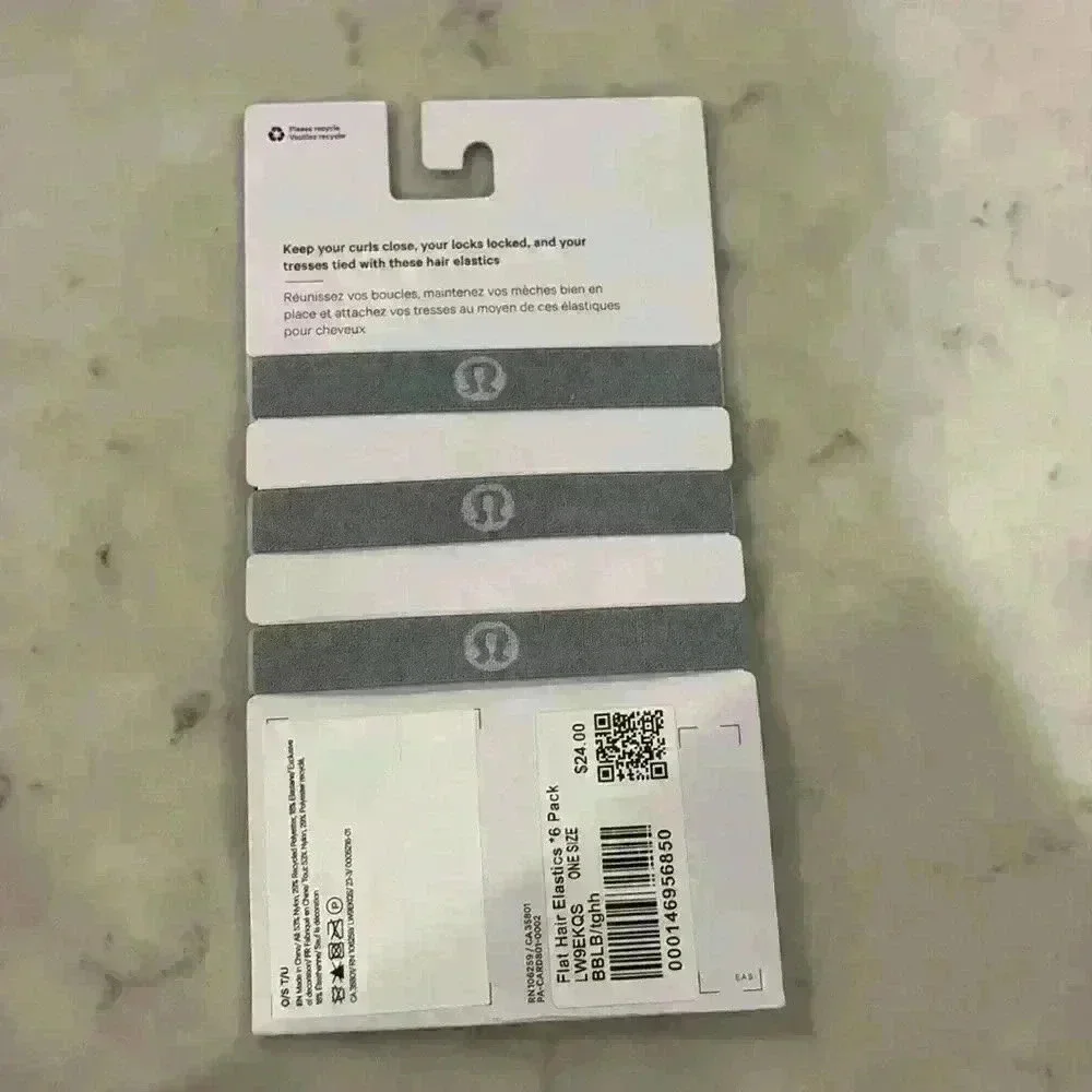 New Lululemon Flat Hair Elastics 6 Pack